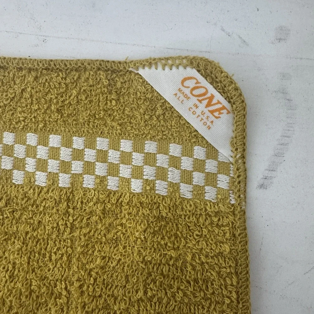 Vintage Cone‎ Washcloth Yellow Gold & White 100% Cotton  USA